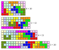 Possible rectangles with pentominoes.