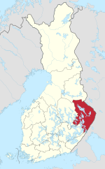 North Karelia on a map of Finland