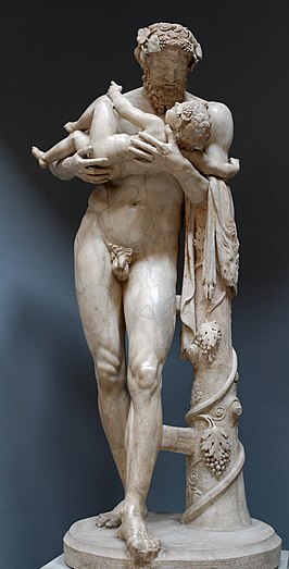 Silenus met het kind Dionysos (Romeinse kopie, midden 2e eeuw, Museo Chiaramonti, Vaticaanstad).