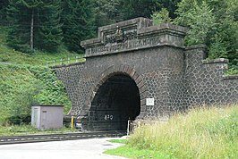 Het zuidportaal van de Tauerntunnel, bij Mallnitz