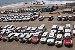 De parking van het UNMIL-terrein in Liberia (foto: mrt 2009).