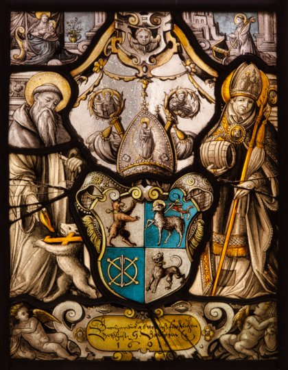 Wappenscheibe (von Fürstabt Bernhard Müller) Abt St. Gallen
