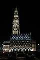 Rathaus mit Belfried bei Nacht