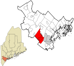 Location in Cumberland County and the state of Maine.