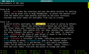 A screenshot of GNU nano 6.4