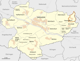 Locatie van Hasselbach in de gemeente