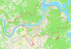 Mapa konturowa Permu, w centrum znajduje się punkt z opisem „Perm 1”