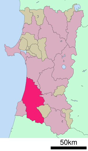 Lage Yurihonjōs in der Präfektur