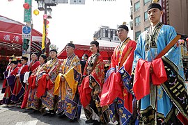 Taoist clergy during a ceremony at Ciyou Temple, Taiwan.