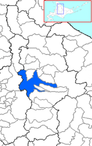 Localització d'Asahikawa a la subprefectura de Kamikawa