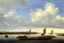 Salomon van Ruysdael: Deventer látképe északnyugat felől, 1657. A festő célja a nyugalom érzékeltetése