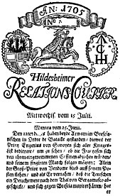 Titelseite des „Relations-Couriers“ von 1705