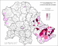 Share of Romanians in Vojvodina by settlements 1953