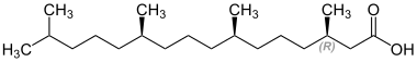 Strukturformel von (−)-(3R,7R,11R)-Phytansaeure