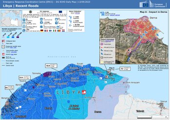 Infografik zu den Überschwemmungen in Libyen, 13. September