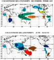 During cold La Niña episodes the normal patterns of tropical precipitation and atmospheric circulation become disrupted.