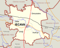 Location of Iecava Parish