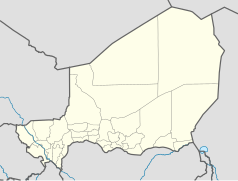 Mapa konturowa Nigru, na dole po lewej znajduje się punkt z opisem „Dosso”