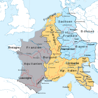 Reichsteilung nach dem Vertrag von Verdun 843