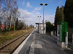 Dingden, modernisierter Bahnsteig am Haltepunkt Hamminkeln-Dingden