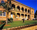 Double-storey court building with symmetrical arcaded front showing Romanesque influence. Four pavil The former Pietermaritzburg Supreme Court building now houses the Tatham Art Gallery. Architectural style: Renaissance, with Romanesque influence. Previous use: supreme court. Current use: art gallery & other: park. Opposite to City Hall'. Architectural and historical interest – Pietermaritzburg's former Supreme Court, an impressive faceb