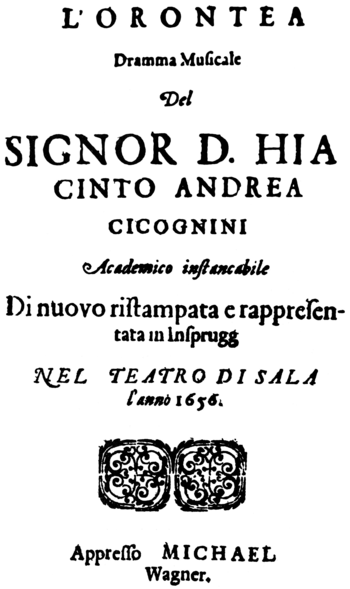 Antonio Cesti - Orontea - title page of the libretto - Innsbruck 1656