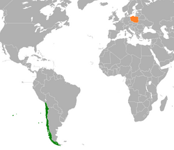 Map indicating locations of Chile and Poland
