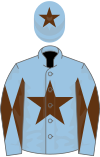 Light blue, brown star, diabolo on sleeves and star on cap