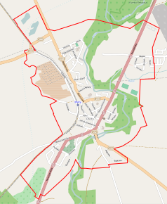 Mapa konturowa Płot, w centrum znajduje się punkt z opisem „Parafia greckokatolicka Przemienienia Pańskiego”