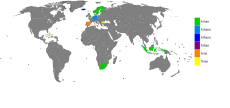 Land hvor Johan (grønt) er mye brukt