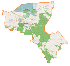 Mapa konturowa gminy Przemków, u góry nieco na prawo znajduje się punkt z opisem „Krępa”