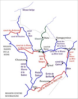 Kaart met de route van het kanaal