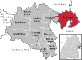 Poziția Dischingen pe harta districtului Heidenheim