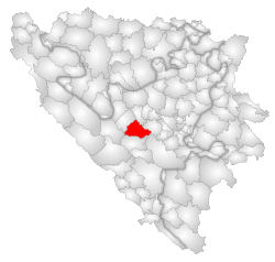 Location of Gornji Vakuf-Uskoplje within Bosnia and Herzegovina.