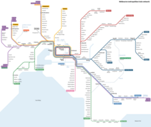 Map of the Melbourne metropolitan rail network showing SRL East.