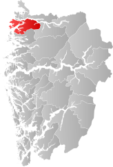 Lage der Kommune in der Provinz Vestland