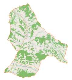 Mapa konturowa gminy Niebylec, po lewej znajduje się punkt z opisem „Jawornik”