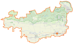 Mapa konturowa powiatu warszawskiego zachodniego, po prawej znajduje się punkt z opisem „Janów”