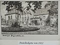 Herrenhaus („Villa“) des Rittergutes, 1947/48 abgerissen (Zeichnung von Arthur Rose)