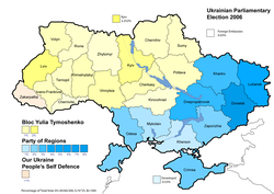 Highest Vote by party per region - Percentage of total national vote