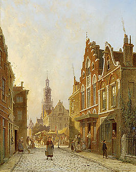 Straat in Winschoten, olieverf op hout (1889)