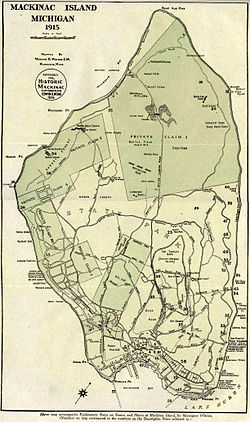 Map of Mackinac Island, MI, by Morgan H. Wright, E.M., Marquette, MI.[1]