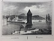 Kapellbrücke mit verkürztem Südende (nach der zweiten Aufschüttung von 1835)