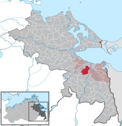 Elhelyezkedése Mecklenburg-Elő-Pomeránia térképén