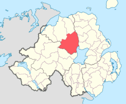 Location of Loughinsholin, County Londonderry, Northern Ireland.