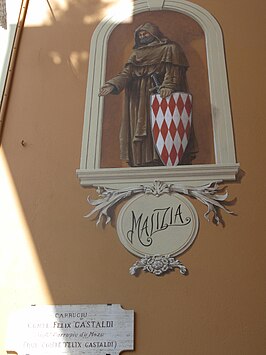 Fresco met François Grimaldi, bijnaam Malizia, op een muur van de rue Comte Félix Castaldi in Monaco.