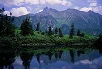 Mount Yari reflected on Kagami pond