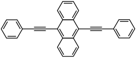 Structuurformule van 9,10-bis(fenylethynyl)antraceen