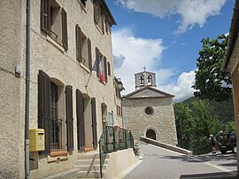 The town hall and the church in La Martre