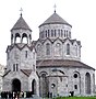 The Holy Trinity Church (2003) modeled after Zvartnots Cathedral, in the Malatia-Sebastia district of Yerevan
